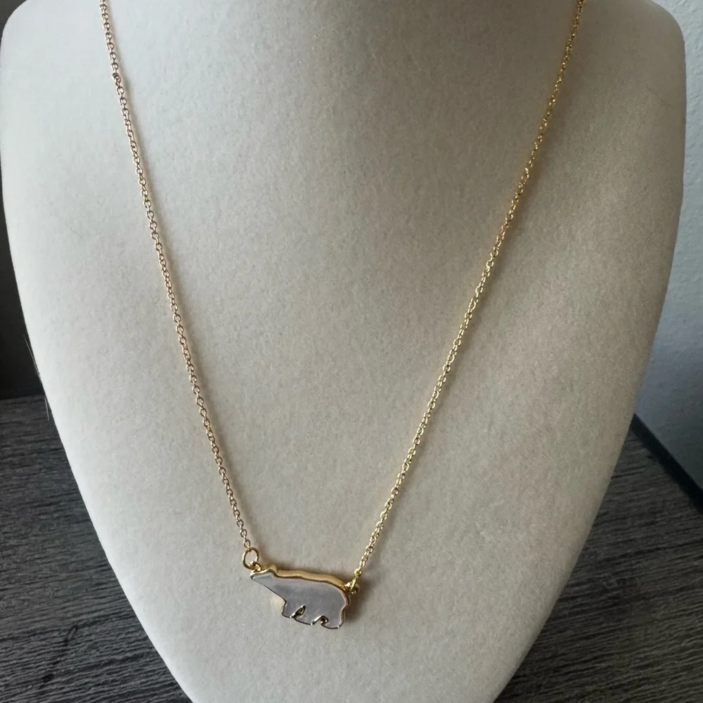 Gold Polar Bear Pendant Necklace - Picture 2 of 3